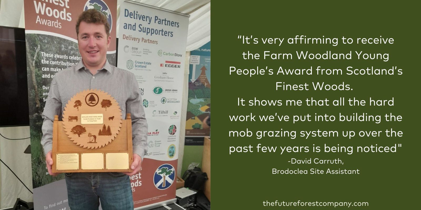 David Carruth wins The Farm Woodland Young People’s Award at Scotland's Finest Woods Awards